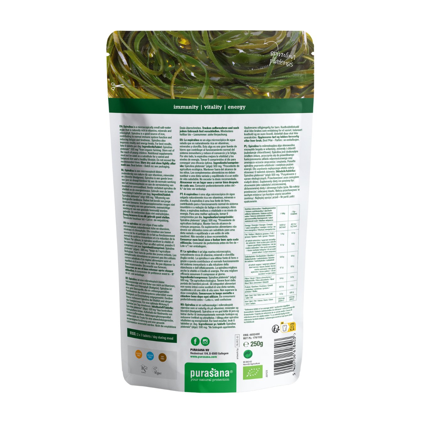 Purasana Biologische Spirulina (tabletten)